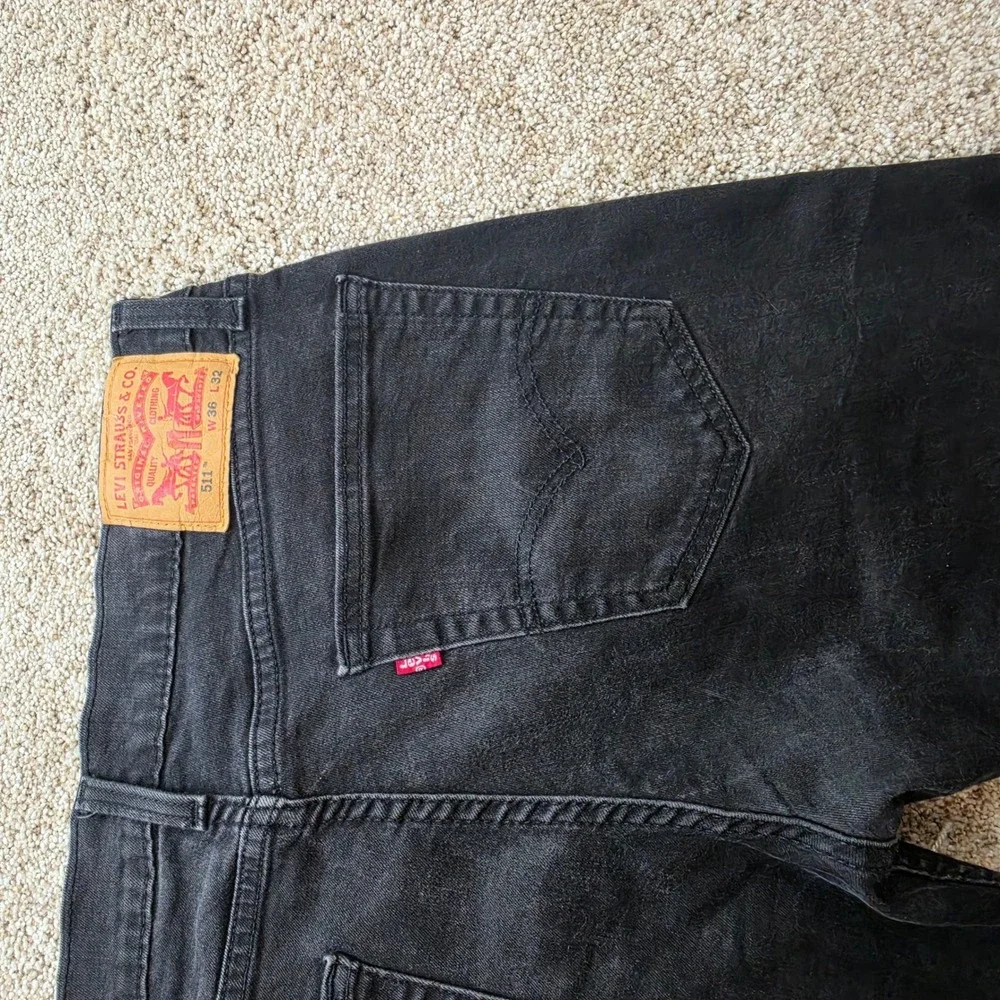 Levi's 511 Slim Fit Jeans Mens W36 L32 Black Stretch Denim Pants 04511-1907